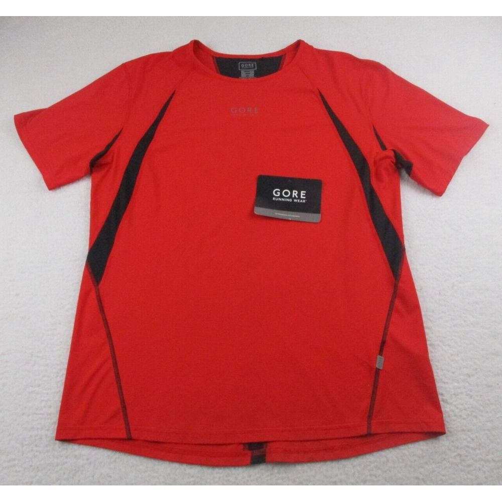 NWT Gore Running T Shirt Mens Size XXL Red Black Color Short Sleeve Stretch